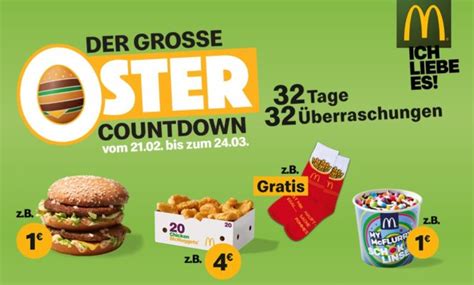 Der mcdonald's oster countdown startet am 17.02.2021 mit einem echten kracher. McDonalds': Der große Oster Countdown mit Mega-Coupons