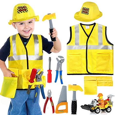 Construction Worker Costume Kids Role Play Dress Up Set For 2 3 4 5 6