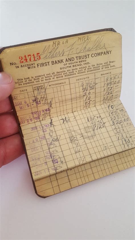 Vintage Mid 1940s Savings Passbook First Bank And Trust Co Of Etsy