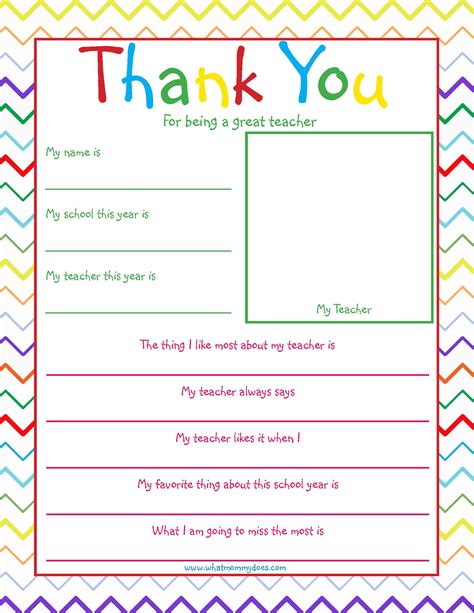 Free Printable Teacher Thank You Note So Cute What Mommy Does