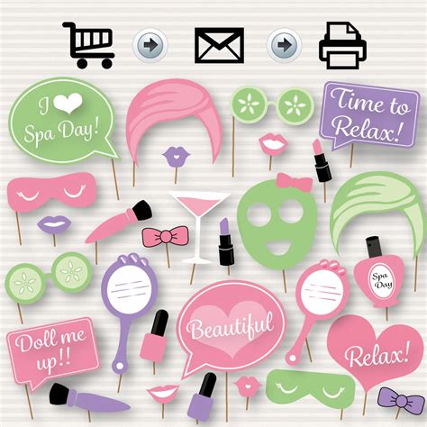 Spa Day Party Printable Photo Booth Props Instant Download Spa