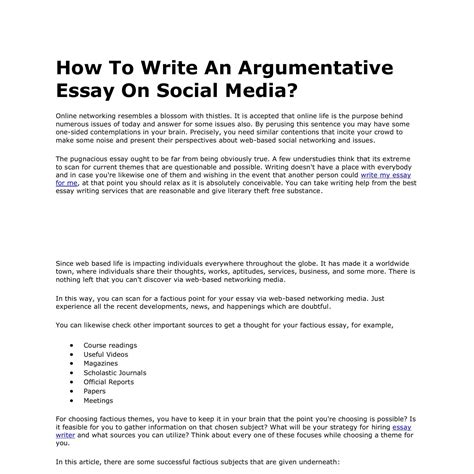 How To Write An Argumentative Essay On Social Mediapdf Docdroid