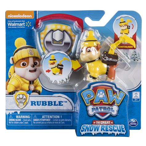 Paw Patrol Snow Rescue Rubble With Transforming Pup Pack And Badge