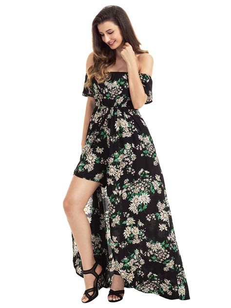Black Vibrant Floral Romper Maxi Dress E64076 9