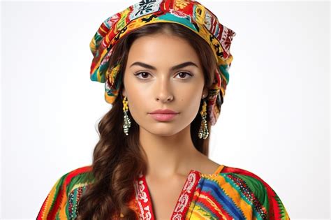 Premium AI Image Traditional Mayan Woman In Colorful Attire