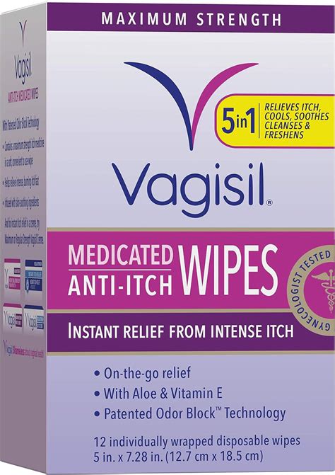Vagisil Anti Itch Maximum Strength Medicated Wipes For Women 12 Pc