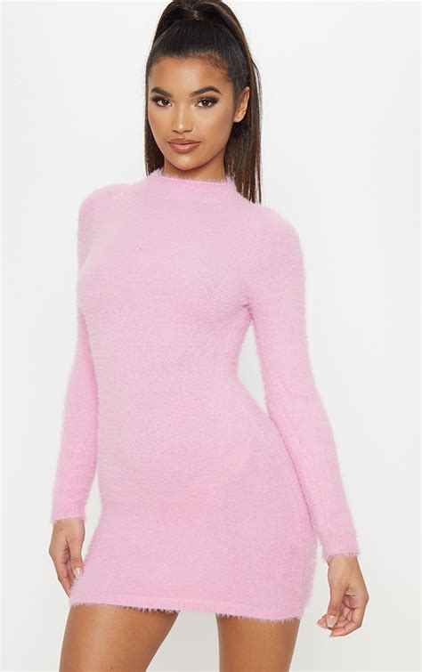Pink Fluffy Sweater Dress Knitwear Prettylittlething Il