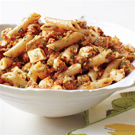 Penne With Tomato Pesto And Smoked Mozzarella Recipe Epicurious