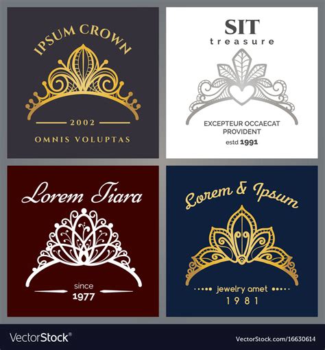 Tiara Luxury Logo Set Royalty Free Vector Image