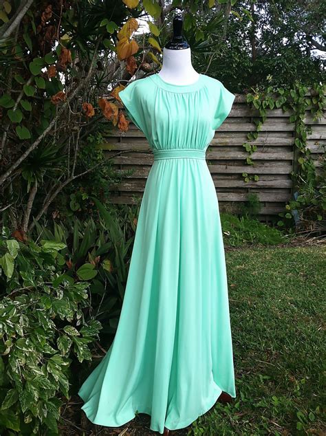 Vintage Dress1970s Maxi Dressmint Gown1970s Gownmint Colored Dressvintage Dress 6000
