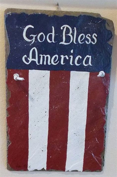 Hand Painted Vintage Slate God Bless America Wall Art Word Art Dist