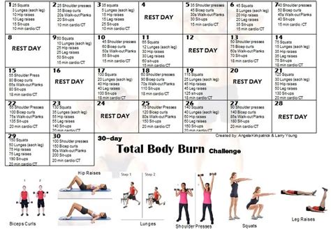 30 Day Total Body Burn 30 Day Challenges Pinterest