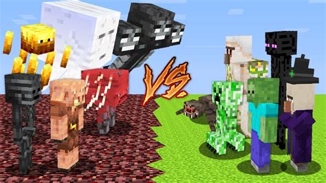 All Nether Mobs Vs All Classic Mobs In Minecraft Mob Battle In