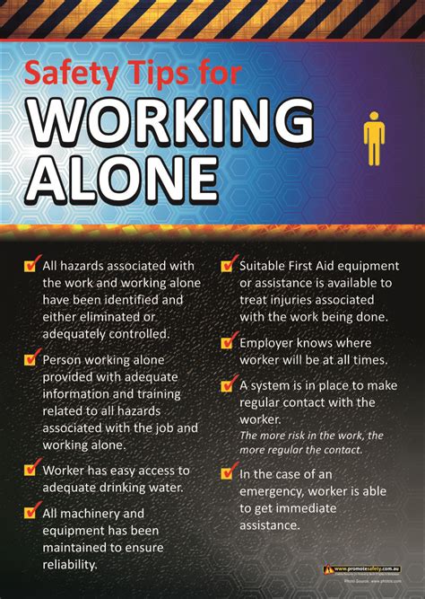 Working Alone Safety Posters Promote Safety Workplace Safety And
