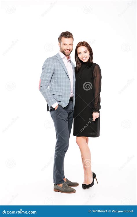 Happy Young Loving Couple Standing Isolated Stock Photo Image Of