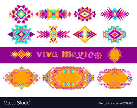 Set Of Mexican Patterns Ethnic Elements Tribal Vector Image