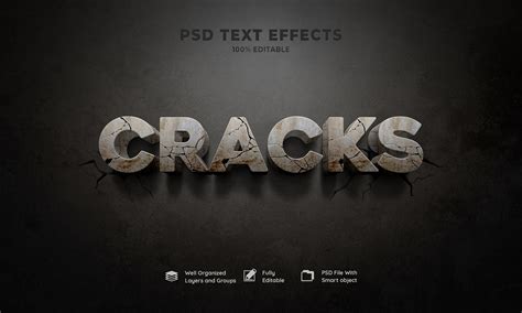 Cracks 3d Text Effect Free Psd On Behance