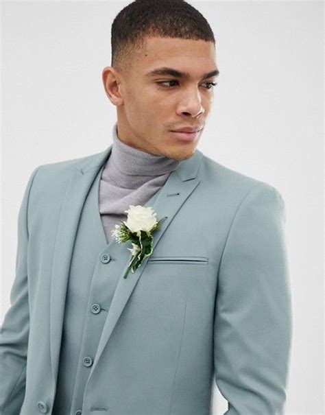 Asos Design Wedding Skinny Suit Jacket In Pastel Blue Asos Skinny