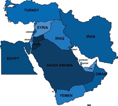 Blue Middle East Map On White Background Vector Illustration 3224914