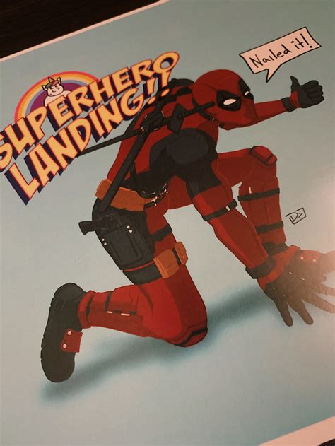 Superhero Landing Deadpool Wade Wilson Mcu Marvel Poster Etsy
