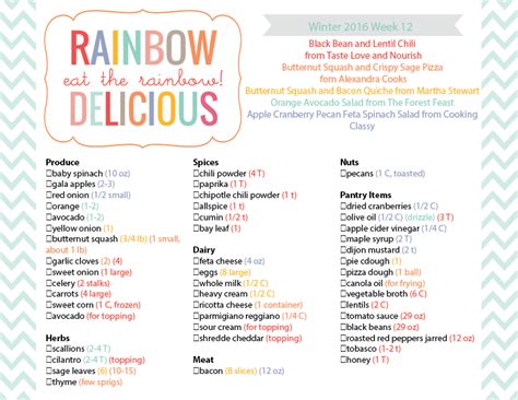 Healthy Dinner Recipes Winter 2016 Week 12 Rainbow Delicious