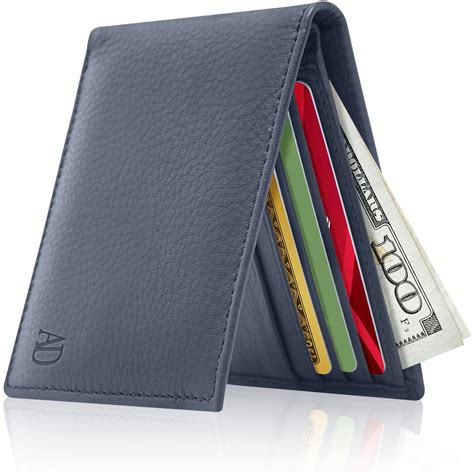 slim leather bifold wallets for men minimalist small thin mens wallet rfid blocking card