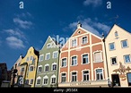 Germany, Upper Bavaria, Weilheim, Marienplatz, colourful, Marian Stock ...