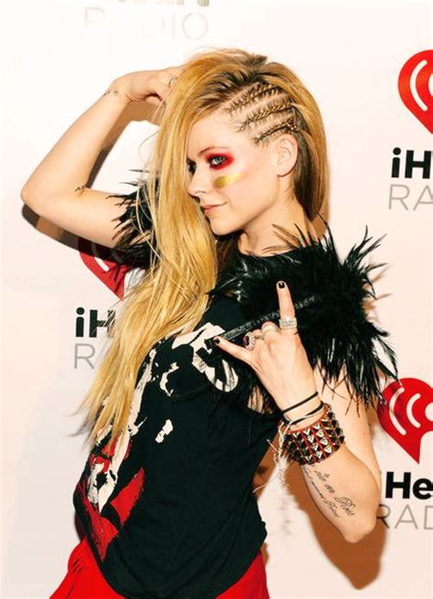 Avril Lavigne Straight Golden Blonde Cornrows Mini Braids Side Part Two