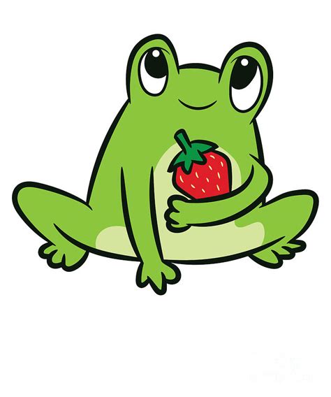 Kawaii Frog Strawberry Summer Strawberry Frog Tapestry Textile By Eq