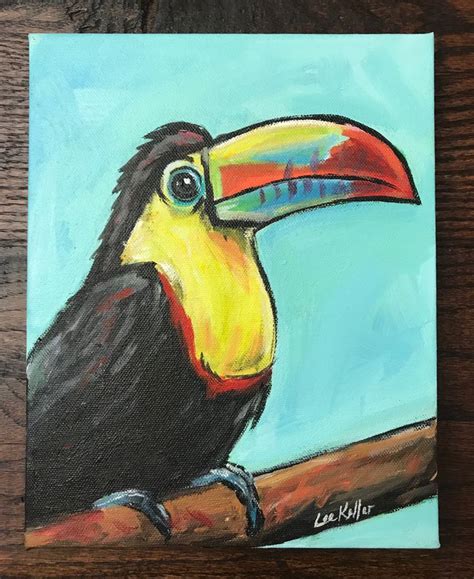 Colorful Toucan Painting On Canvas Original Tropical Bird Etsy