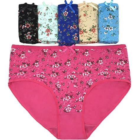 6 Pcslot Plus Size Xxl 4xl Briefs Floral Bow Women Underwear High