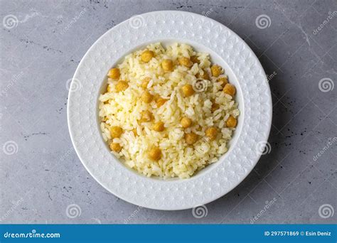 Turkish Rice With Chickpea Served Turkish Name Nohutlu Pilav Or Pilaf