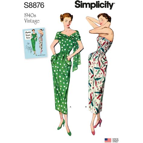 Simplicity Pattern S8876 Misseswomens Vintage Dress And Stole