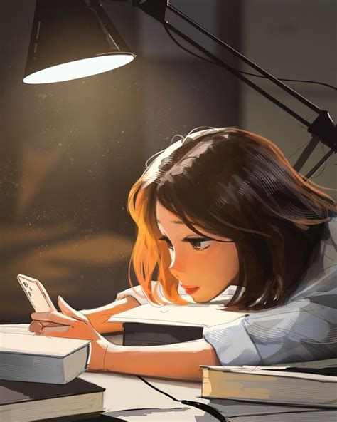 Studying An Art Print By Sam Yang Illustration Art Girl Digital