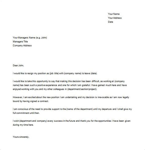 9 Resignation Letter Templates Free Sample Example Format Download