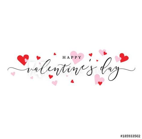 Happy Valentines Day Vector Calligraphy With Pink And Red Hearts