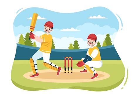 Premium Vector Batsman Playing Cricket Sports With Ball And Stick In