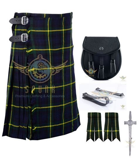 Mens Scottish Gordon 8 Yard Kilt Traditional 8 Yard Kilt Sporran