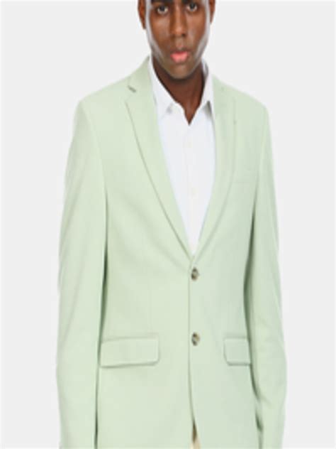 Buy Arrow Men Light Green Solid Single Breasted Slim Fit Blazer