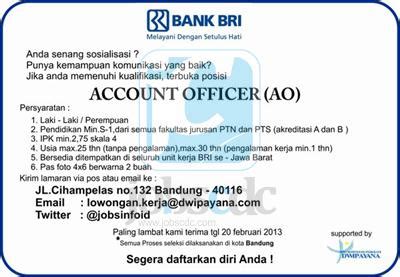 Rekrutmen bank bri membuka lowongan kerja fresh graduate untuk lulusan minimal s1. Lowongan Kerja Bank BRI Februari 2013 Sebagai Account Officer Area Jawa barat - REKRUTMEN ...