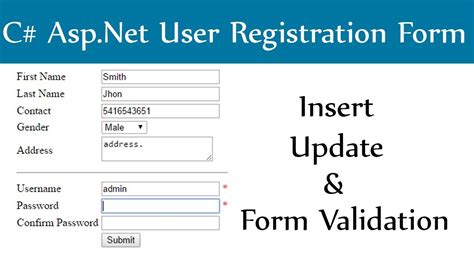 How To Create Aspnet Registration Form Using C And Sql Server Database Images