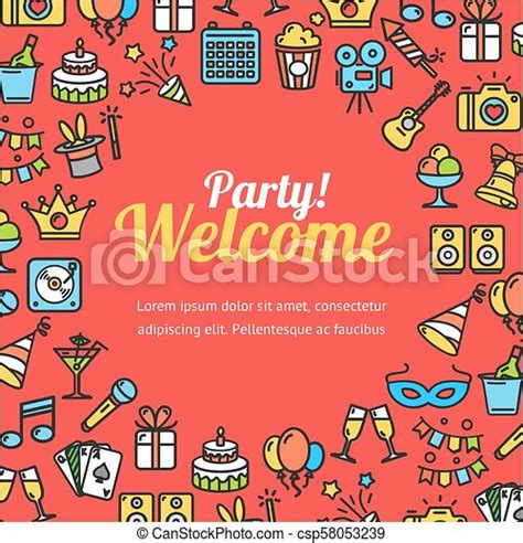 Welcome Party Invitation Card Vector Welcome Party Invitation Card
