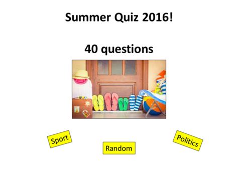 Summer Quiz 2016 Teaching Resources