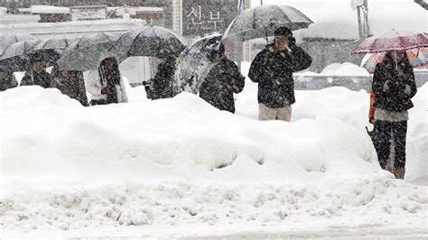 South Korea Sees Heaviest Snowfall In A Century Bbc News
