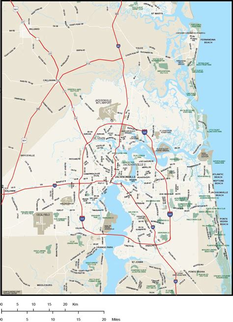 Jacksonville Map Adobe Illustrator Vector Format