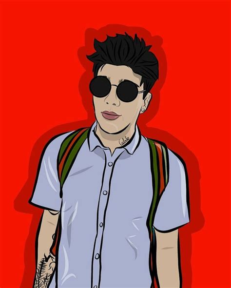 A Drawing Of A Man With Sunglasses And A Backpack On His Shoulder
