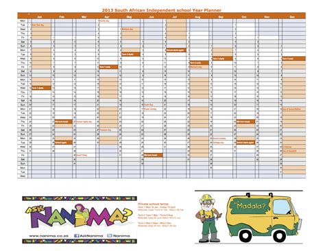 South African School Terms And Holiday Calendar 2013 For Public And