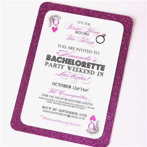 Las Vegas Bachelorette Party Invitation Embellished Paperie Llc