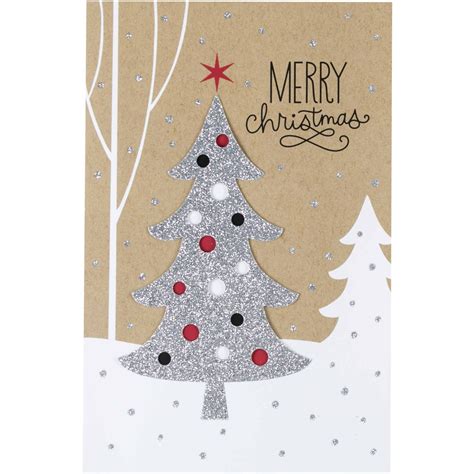 Hallmark Silver Glitter Tree Christmas Boxed Cards