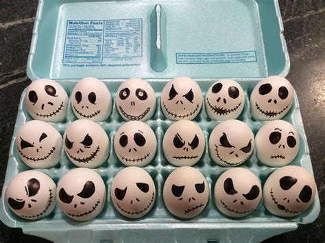 Jack Skellington Face Egg Cascarone Diy And Homemade For Halloween Or